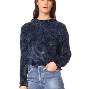 English Factory Blue Chenille Cropped Sweater - Size Small